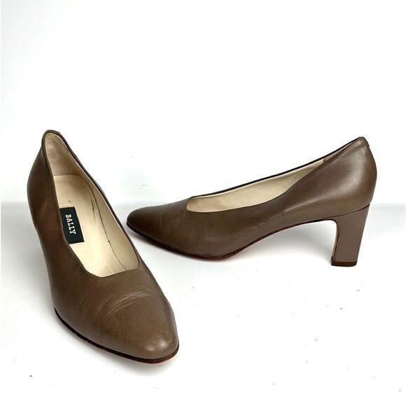 BALLY ROSEBUD Classic Leather Taupe Pumps Heels US 10 - Picture 1 of 14